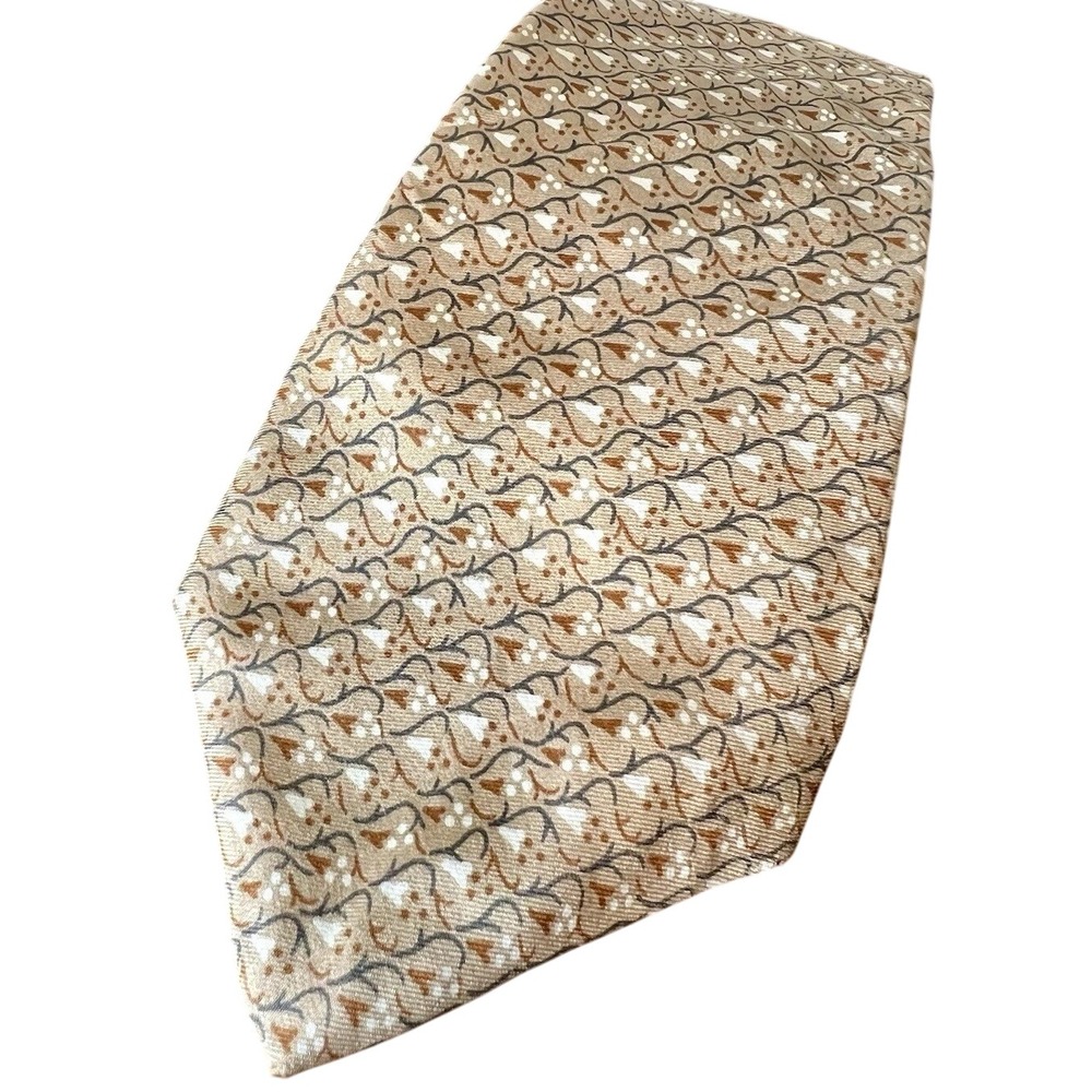 Christian Dior Cravates Vintage Silk Tie Tan Brown Floral B Altman Necktie 3.5"